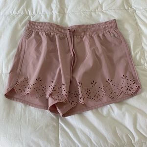 Rose Running Shorts with Cutout Design